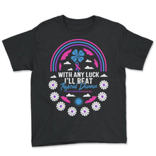 Load image into Gallery viewer, Thyroid Cancer Awareness Shirt, With Any Luck I'll Beat Rainbow - Youth Tee - Black
