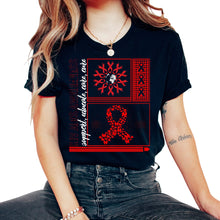 Load image into Gallery viewer, Word HIV AIDS Day Shirt, Support Educate Care Cure Red Ribbon Tee, - Unisex T-Shirt - Black