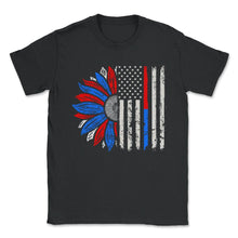 Load image into Gallery viewer, Thin Red & Blue Line American Flag Shirt, Law Enforcement Tee, Police - Unisex T-Shirt - Black