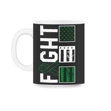 Load image into Gallery viewer, Mental Health Awareness Shirt, Fight Green Ribbon American Flag Tee, - 11oz Mug - Black on White