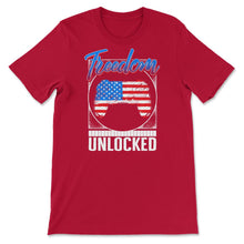 Load image into Gallery viewer, 4th Of July Shirt, Freedom Unlocked Controller Flag Funny - Unisex T-Shirt - Red