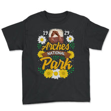 Load image into Gallery viewer, Arches National Park Shirt, 1929 Moab Utah Sunflower Tee, Animal - Youth Tee - Black