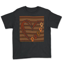 Load image into Gallery viewer, Black Lives Matter Shirt, Inspiring Black Leaders Power Fist Tee, - Youth Tee - Black