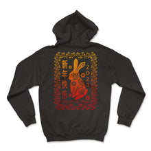 Load image into Gallery viewer, Chinese Zodiac Shirt, 2023 Year Of The Rabbit Years Floral Tee, - Hoodie - Black