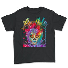 Load image into Gallery viewer, Dia De Los Muertos Shirt, La Jefa Sugar Skulls Red Floral Tee, - Youth Tee - Black