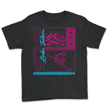 Load image into Gallery viewer, Ski Shirt, Let's Ski Lake Tahoe Mountain Skiing Snowboard Retro Tee, - Youth Tee - Black