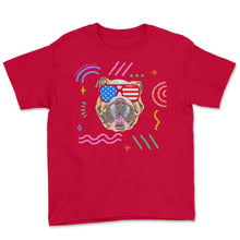 Load image into Gallery viewer, 4th Of July Shirt, English Bulldog Sunglasses Dog Lover Independence - Youth Tee - Red