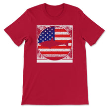 Load image into Gallery viewer, 4th Of July Shirt, Shark America Flag Fishing Diving Independence Day - Unisex T-Shirt - Red