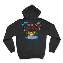 Load image into Gallery viewer, Christmas In July Shirt, 'Tis The Sea Sun Cute Santa Flamingo Float - Hoodie - Black