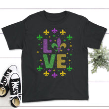 Load image into Gallery viewer, Mardi Gras 2022 Shirt, I Love Mardi Gras, New Orleans Gift, Womens - Youth Tee - Black