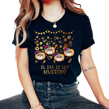 Load image into Gallery viewer, El Dia de Los Muertos Halloween Day of the Dead Pumpkin Sugar Skull - Unisex T-Shirt - Black
