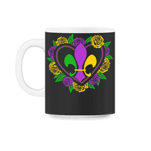 Load image into Gallery viewer, Mardi Gras Fleur De Lis Shirt, New Orleans Beads Apparel, Nola Fleur - 11oz Mug - Black on White