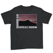 Load image into Gallery viewer, Hawaii Shirt, Diamond Head Honolulu Hawaii Sunset Tee, Hawaii Beach - Youth Tee - Black