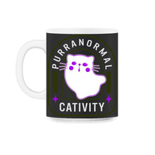 Load image into Gallery viewer, Purranormal Cativity Shirt, Cat Ghost Tee, Funny Cat Halloween - 11oz Mug - Black on White