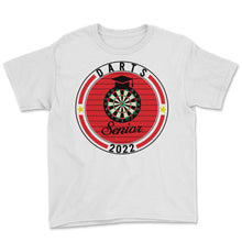 Load image into Gallery viewer, Darts Senior 2022 Player Graduation Class of 2022 T Shirt - Youth Tee - White