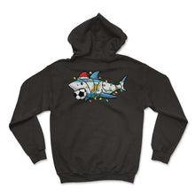 Load image into Gallery viewer, Christmas Shirt, Santa Shark Soccer Jersey Football Lights Argentina - Hoodie - Black