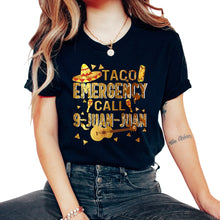Load image into Gallery viewer, Taco Emergency Call 9 Juan Juan Cinco de Mayo Guitar Mexico Men - Unisex T-Shirt - Black