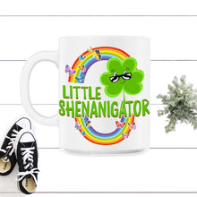 Load image into Gallery viewer, St. Patricks Day Shirt, Little Shenanigator, Boys Girls Irish Lucky - 11oz Mug - White