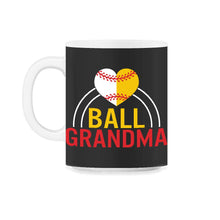 Load image into Gallery viewer, Baseball Shirt, Ball Grandma Baseball Heart Tee, Baseball Mom - 11oz Mug - Black on White