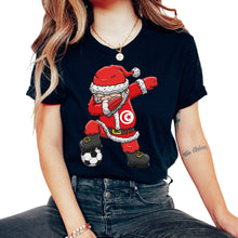Load image into Gallery viewer, Soccer Boy Dabbing Santa Christmas Jersey Tunisia Shirt, Soccer - Unisex T-Shirt - Black