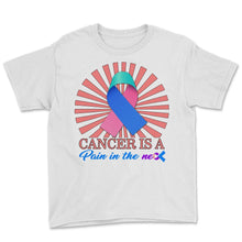 Load image into Gallery viewer, Thyroid Cancer Awareness Shirt, Cancer Is Pain In The Neck Ribbon - Youth Tee - White