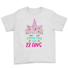 Load image into Gallery viewer, Enfant T Shirt 22 Ans Fille Anniversaire Cadeau Licorne T Shirt copy - Youth Tee - White