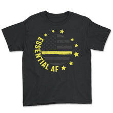 Load image into Gallery viewer, Dispatcher Shirt, Essential AF USA Flag Tee, Thin Yellow Line 911 - Youth Tee - Black