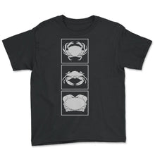 Load image into Gallery viewer, Crab Shirt, Crab Distressed Print Tee, Emotional Social Spiritual - Youth Tee - Black