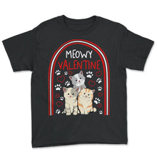 Load image into Gallery viewer, Valentines Day Shirt, Cat Paw Heart Cute Valentines Tee, Valentines - Youth Tee - Black