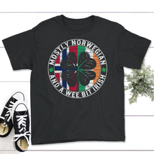 Load image into Gallery viewer, Mostly Norwegian And A Wee Bit Irish, St. Patricks Day Shirt, Lucky - Youth Tee - Black