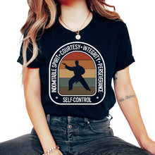 Load image into Gallery viewer, Taekwondo Shirt, Indomitable Spirit Courtesy Self Control Tee, Karate - Unisex T-Shirt - Black