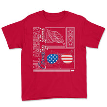 Load image into Gallery viewer, 4th Of July Shirt, All American Country Stud USA Flag Sunglasses - Youth Tee - Red