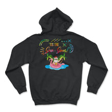 Load image into Gallery viewer, Christmas In July Shirt, 'Tis The Sea Sun Cute Santa Flamingo Float - Hoodie - Black