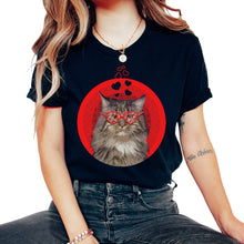 Load image into Gallery viewer, Valentines Day Shirt, Cute Maine Coon Cat Heart Sunglasses Tee, - Unisex T-Shirt - Black