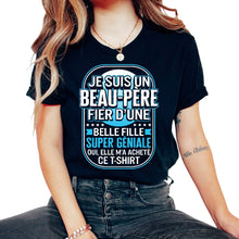Load image into Gallery viewer, chemise de père, je suis un beau-père fier d'une belle-fille super - Unisex T-Shirt - Black