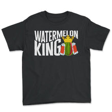 Load image into Gallery viewer, Men's Watermelons Shirt, Watermelon Kin Tee, Smooth Green Skin Red - Youth Tee - Black