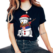 Load image into Gallery viewer, Soccer Boy Dabbing Snowman Christmas Jersey Serbia Shirt, Football - Unisex T-Shirt - Black
