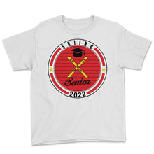 Load image into Gallery viewer, Skiing Senior 2022 Player Graduation Class of 2022 T Shirt - Youth Tee - White
