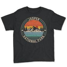 Load image into Gallery viewer, Jasper National Park, Vintage Retro Alberta Canada National Park Tee, - Youth Tee - Black