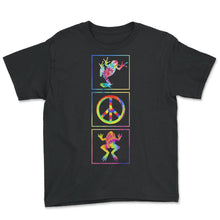 Load image into Gallery viewer, Hawaii Shirt, Hippie Hawaiian Peace Frog Tie Dye Tee, Funny Frog - Youth Tee - Black