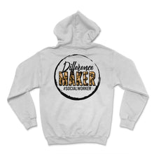 Load image into Gallery viewer, Social Worker Shirt, Difference Maker Leopard Funny Tee, Social - Hoodie - White