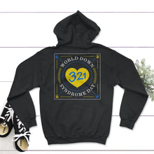Load image into Gallery viewer, World Down Syndrome Day Shirt, 321 Heart Down Syndrome Awareness, - Hoodie - Black