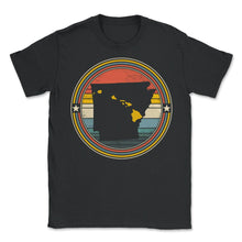 Load image into Gallery viewer, Arkansas State Hawaii Roots Hawaiian Map Vintage T-Shirt - Unisex T-Shirt - Black