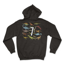 Load image into Gallery viewer, Kids Dinosaur Birthday Gift T Shirt For 7 Years Old - Hoodie - Black