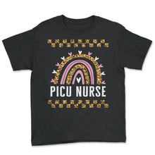Load image into Gallery viewer, Nurse Shirt, PICU Nurse Leopard Rainbow Tee, Nurse Week Pediatrician - Youth Tee - Black