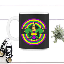 Load image into Gallery viewer, Mardi Gras Unicorn Face, Mardi Gras Shirt, New Orleans Gift, Womens - 11oz Mug - Black on White