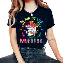 Load image into Gallery viewer, El Dia de Los Muertos Day of the Dead Sugar Skull Mexican Hat Guns El - Unisex T-Shirt - Black