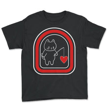 Load image into Gallery viewer, Valentines day Shirt, Cat Fishing Heart Valentines Funny Tee, - Youth Tee - Black