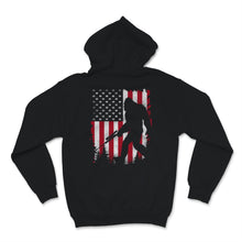Load image into Gallery viewer, Bigfoot Holding Hunting Rifle Hunt Gun USA American Flag Vintage