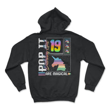 Load image into Gallery viewer, 19th Birthday Girl Unicorn Cute Tee, Pop Birthday Party Theme Costume - Hoodie - Black